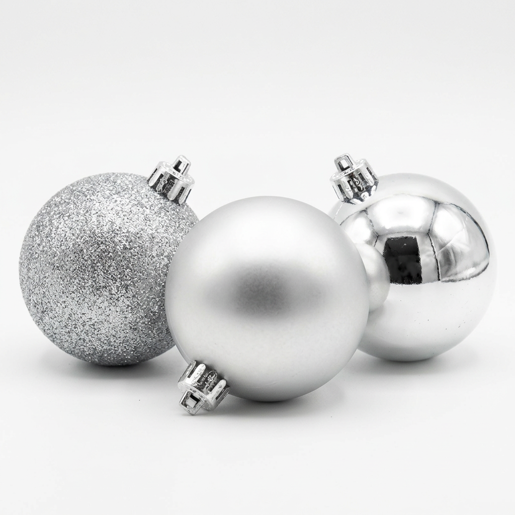 Plastic Christmas Décor Balls 6-Piece Set Silver - 8cm
