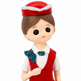 Red Girl Cabin Crew Polyresin Decorative Figurine - 20cm