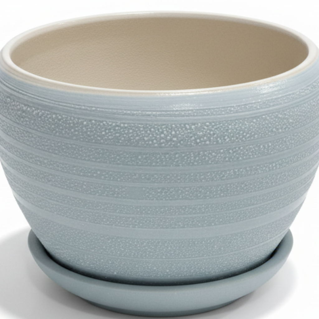 Ceramic Vase with Base Light Blue - 10×12cm