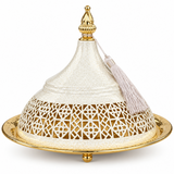 Metal Tajine with Decorative Lid Cream & Gold - 30×20cm