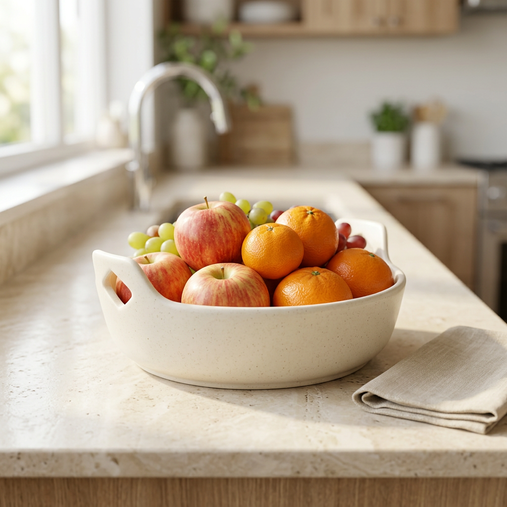 Ceramic Bowl with Two Handles Cream – 23cm