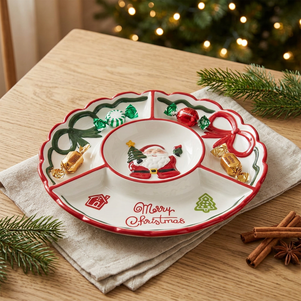 Ceramic Christmas Candy Tray - 25cm