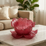 Resin Flower-Shaped Decorative Bowl Burgundy - 30cm