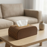 Wooden Tissue Box with Patterned Finish - 20×12cm