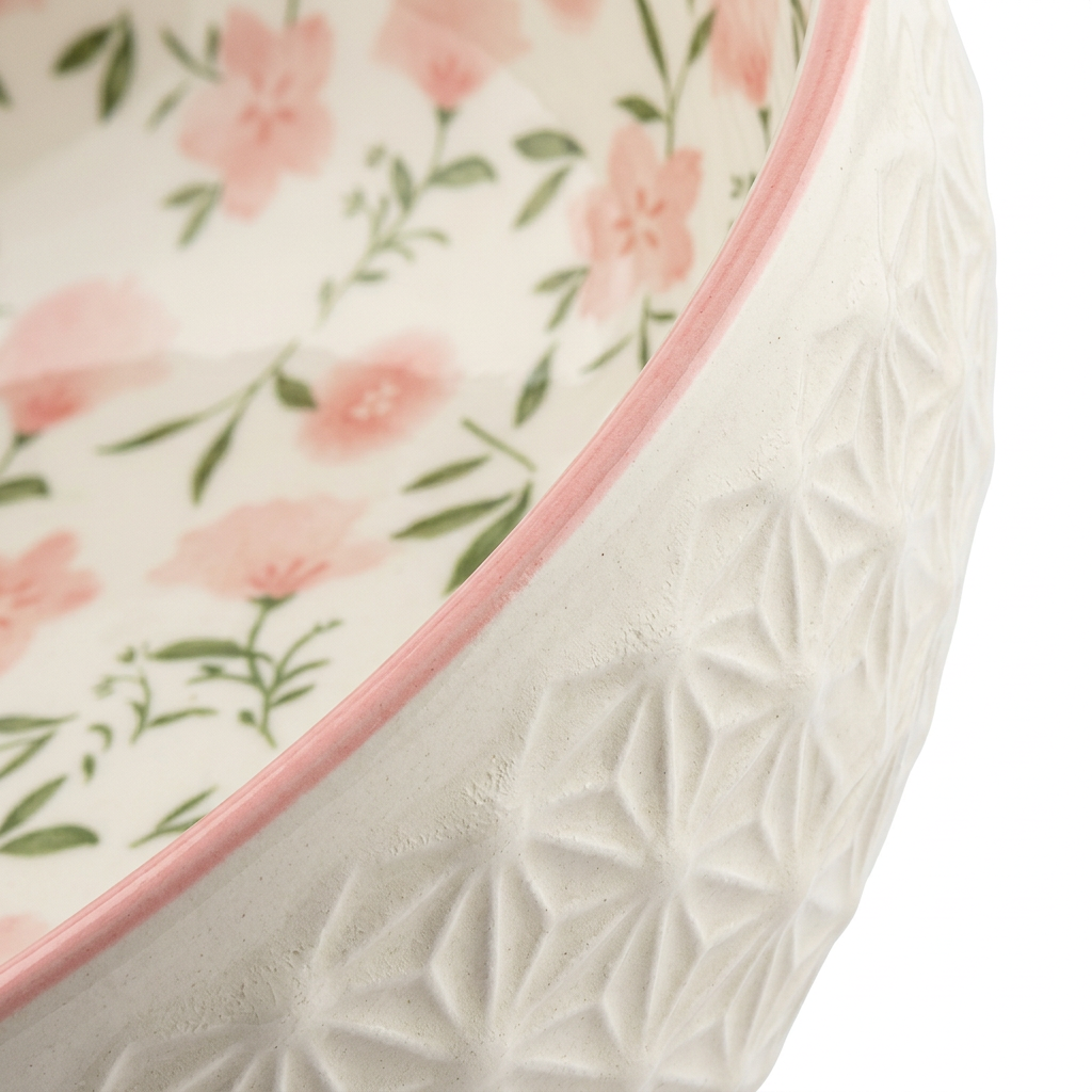 Ceramic Round Floral Bowl - 23cm