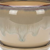 Ceramic Vase with Base Taupe Beige - 10×12cm