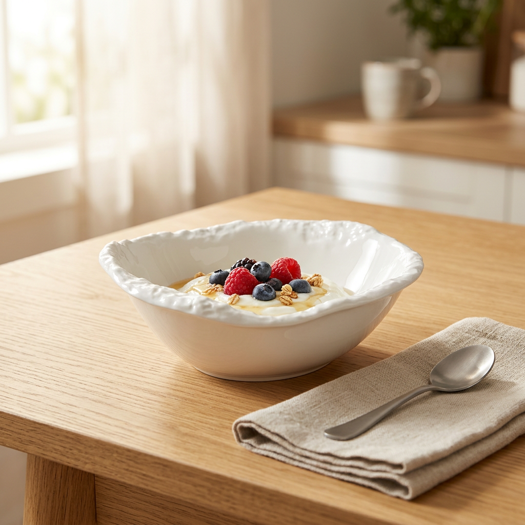 Textured Ceramic Bowl White - 15cm