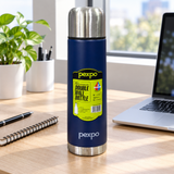 Pexpo Stainless Steel Double-Wall Vacuum Bottle Navy Blue – 1 Litre