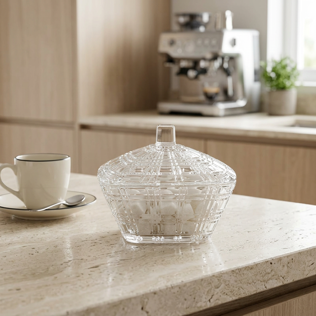 Deli Glass Sugar Pot with Lid – 12cm