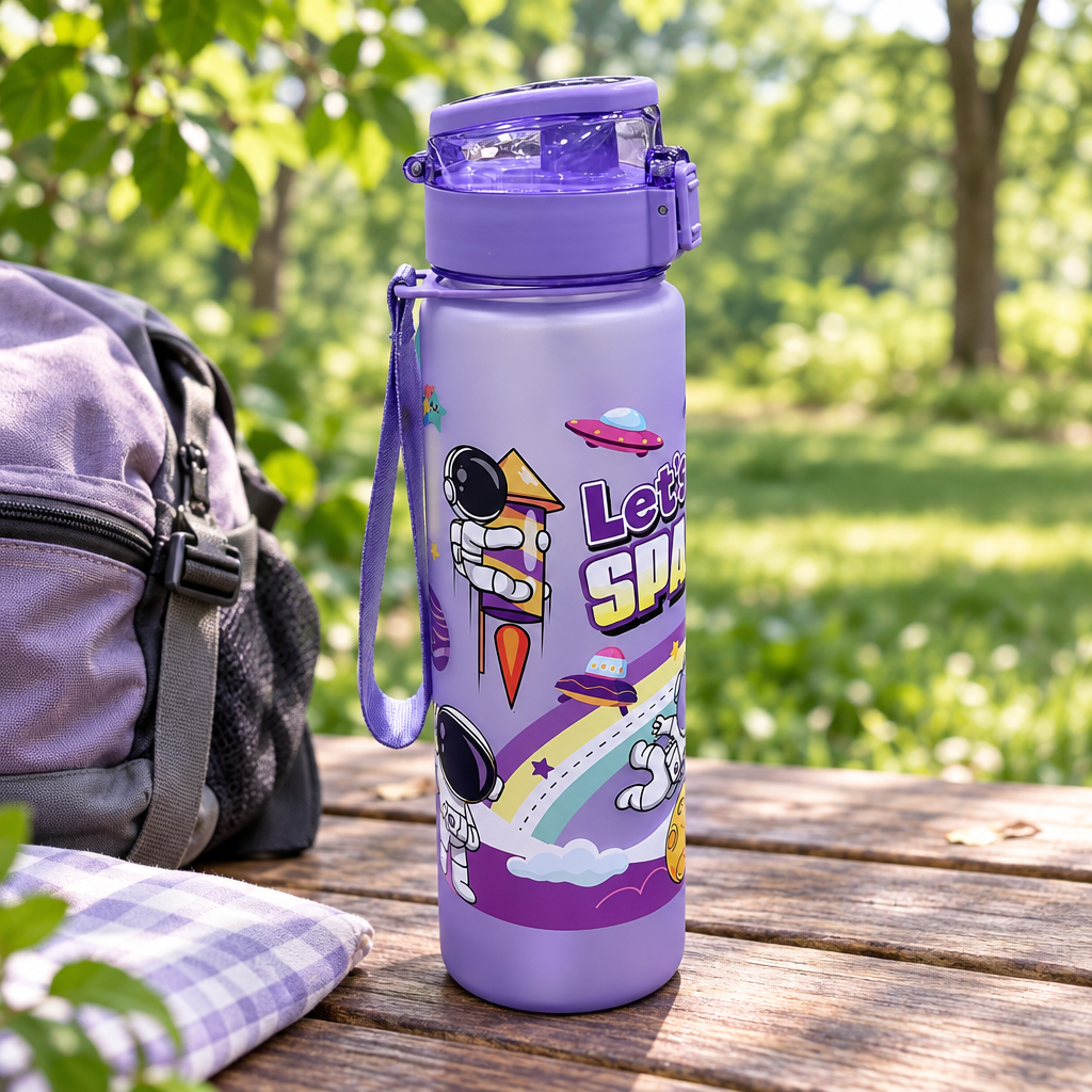 Space-Themed Plastic Water Bottle Purple -  1 Litre