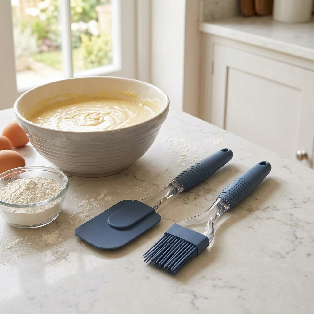 Yuniverse Silicone Spatula & Oil Brush Set Navy Blue - 22×25cm
