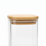 Square Glass Storage Jar with Bamboo Lid - 5×8cm