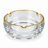 Diamond Glass Ashtray with Golden Rim – 15cm