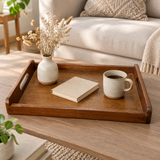 Luhpar Rectangular Wooden Serving Tray with Cutout Handles - 42×28cm