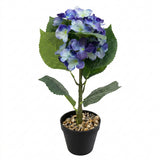 Blue and purple Artificial Flower Plant with Black Plastic Pot - 45 cm
