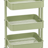 3-Tier Metal Storage Trolley with Wheels Sage Green - 73×38×28cm