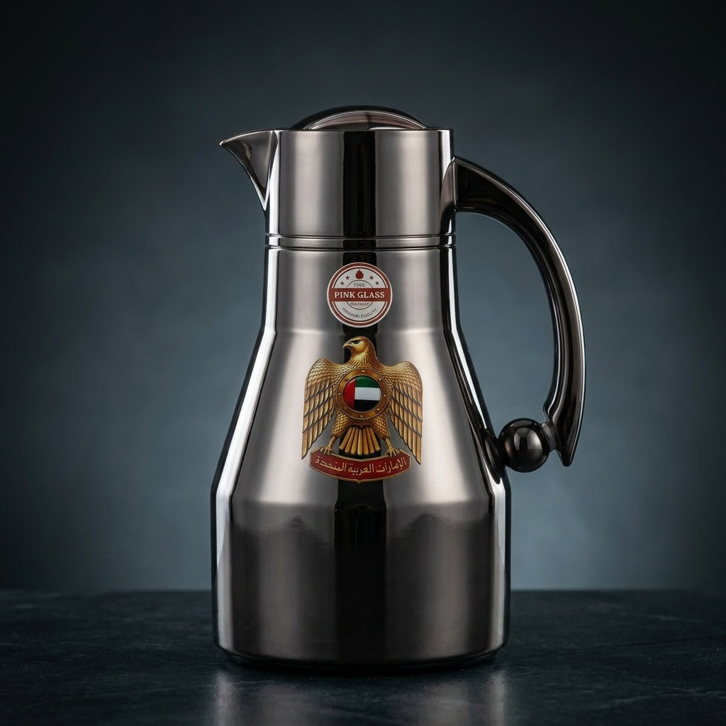Redhome Vacuum Flask 0.6 Litre – Dark Nickel with UAE Emblem