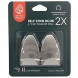 AKDC 2PCS Stainless Steel Removable Adhesive Hooks 3×4.5×2.5cm – Premium SS Wall Sticky Hooks