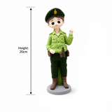 Green & Brown Boy Police Officer Polyresin Decorative Figurine - 20 cm