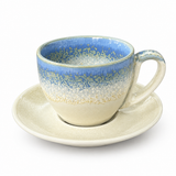 Ceramic Cup and Saucer Set Cream & Blue - 300ml