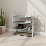 4-Tier Wooden & Metal Shoe Rack - 60×50×20cm