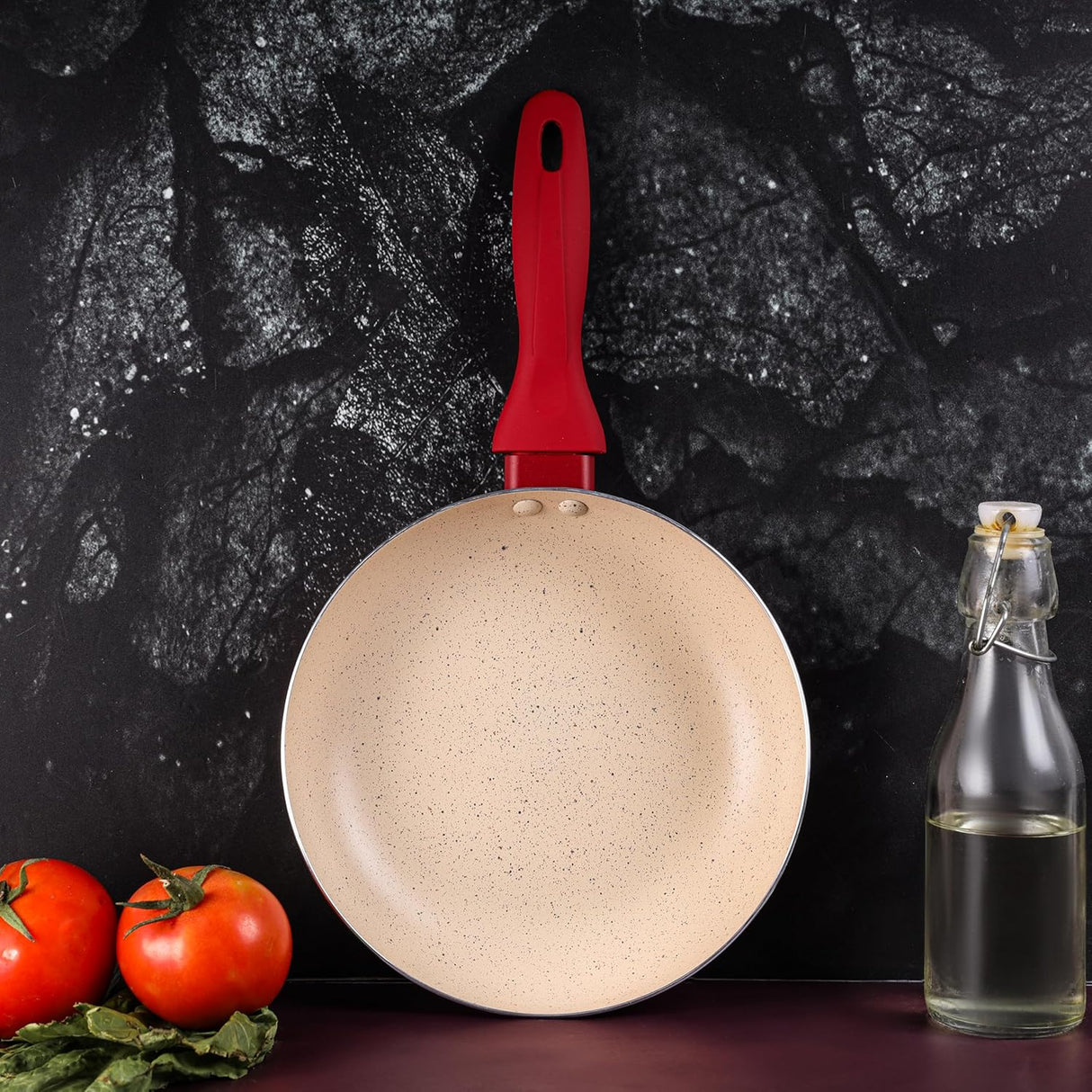 Delcasa DC3409 Non Stick Frypan, 20 cm Size, Off White/Red