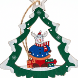 Wooden Christmas Tree Hanging Decoration with Snowman - 10cm