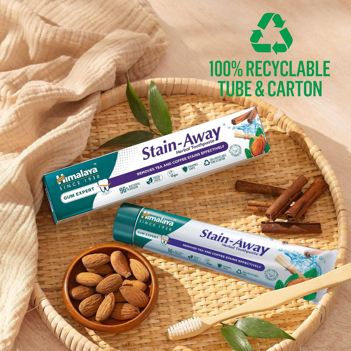Himalaya Stain-Away Herbal Toothpaste, 100 ml × 2