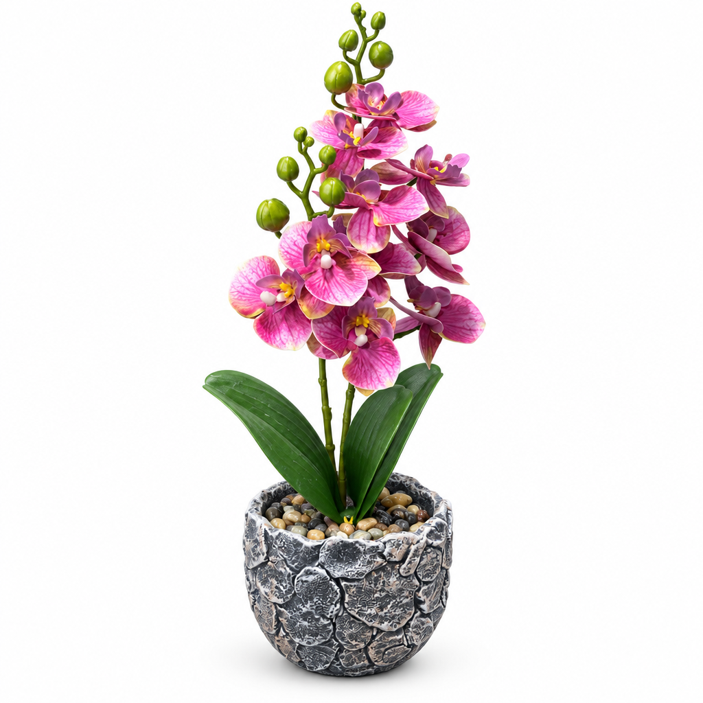 Artificial Orchid Flower Plant with Ceramic Pot Pink - 40cm