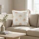 Square Cushion with Palm Tree Print Ivory & Beige - 43×43cm