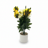 Artificial Flower Plant Yellow with White Plastic Pot - 45cm