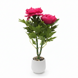 Artificial Flower Plant Pink with White Plastic Pot - 40cm
