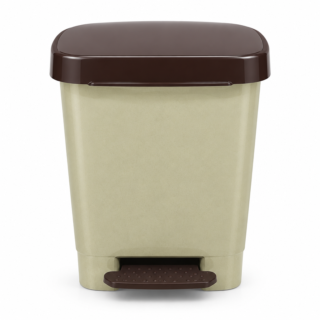 Esqube Plastic Pedal Dust Bin Beige & Brown - 48×38cm