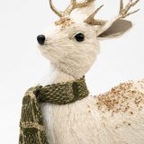 Decorative Reindeer Figurine with Gold Glitter Ivory White - 21×15cm
