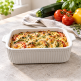 Ceramic Baking Dish with Ribbed Sides & Handles – 20×14cm