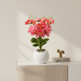 Artificial Flower Plant Pink with White Plastic Pot - 40cm