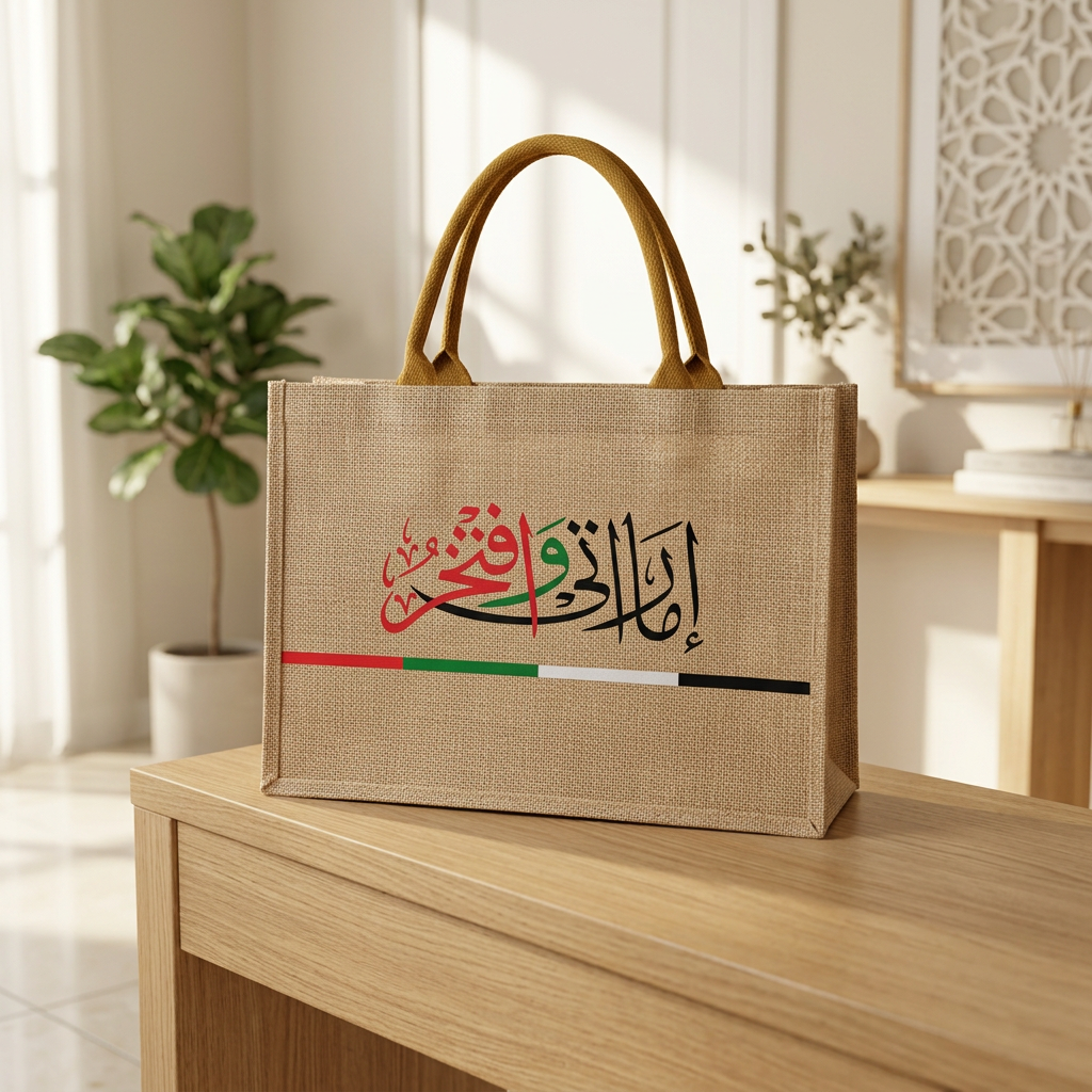 UAE-Inspired Arabic Calligraphy Jute Tote Bag - 30×40cm