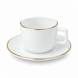 White Cup and Saucer Set with Gold Rim - 180ml