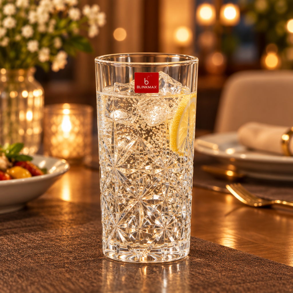 Blinkmax Clear Cut-Glass Tumbler – 425ml