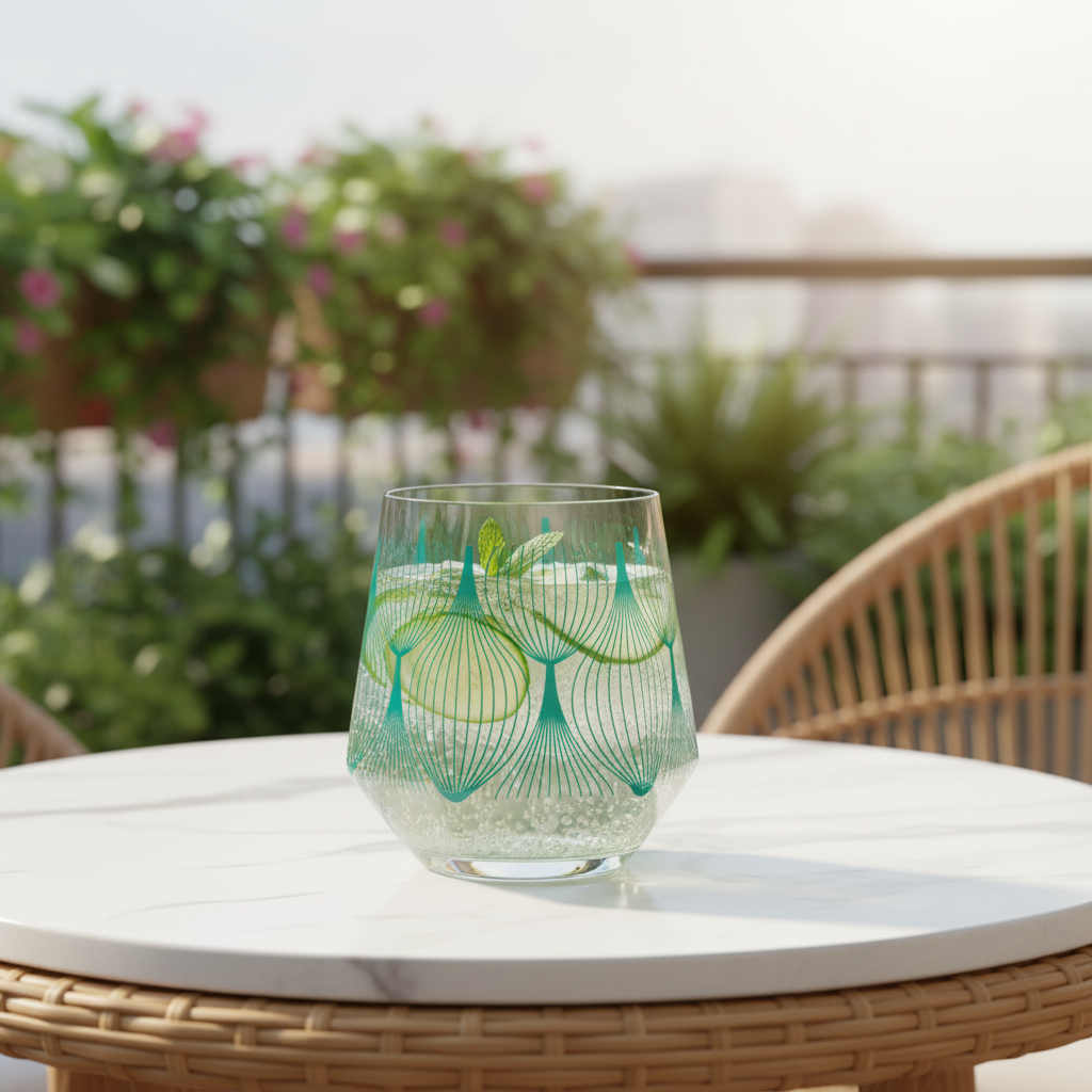 Teal Botanical Pattern Acrylic Tumbler - 400ml