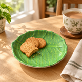 Harmony Melamine Round Leaf Design Plate Green - 15cm