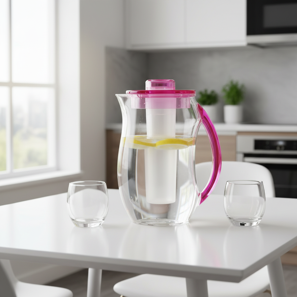 Arya Household Acrylic Water Jug with Tube Pink - 2.5 Litre