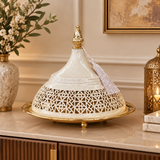 Metal Tajine with Decorative Lid Cream & Gold - 25×20cm
