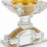 Clear Glass Incense Burner with Gold Detail - 13×13cm