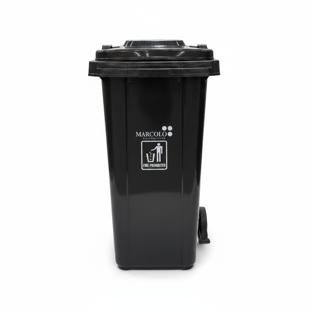 Marcolo Bali Plastic Pedal Dust Bin with Lid Black - 120 Litres