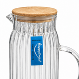 Happysmile Ribbed Glass Jug with Wooden Lid - 1 Litre