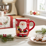 Ceramic Christmas Mug with Raised Santa Design - 300ml