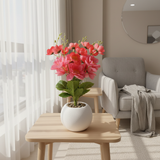 Artificial Flower Plant Pink with White Plastic Pot - 40cm