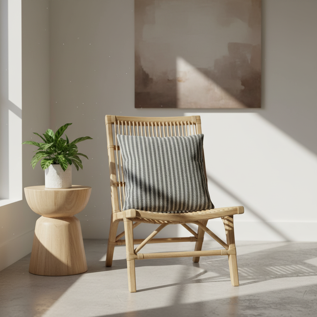 Striped Cushion  Grey & Cream - 40cm