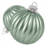 Plastic Christmas Hanging Balls 2 Piece Sage Green - 10cm